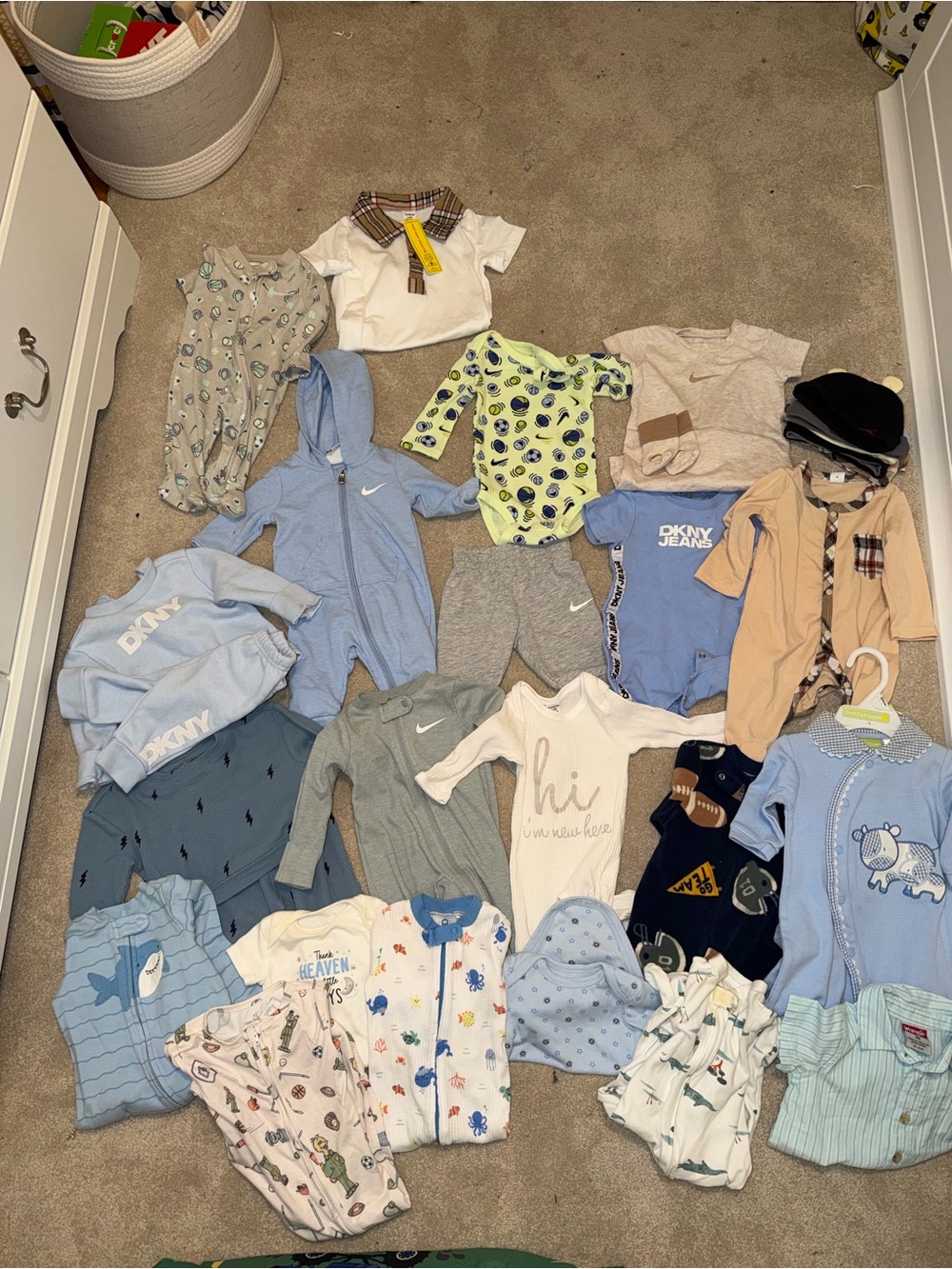 Baby Boys Mixed Clothing Bundle - Blue, Gray, Cream